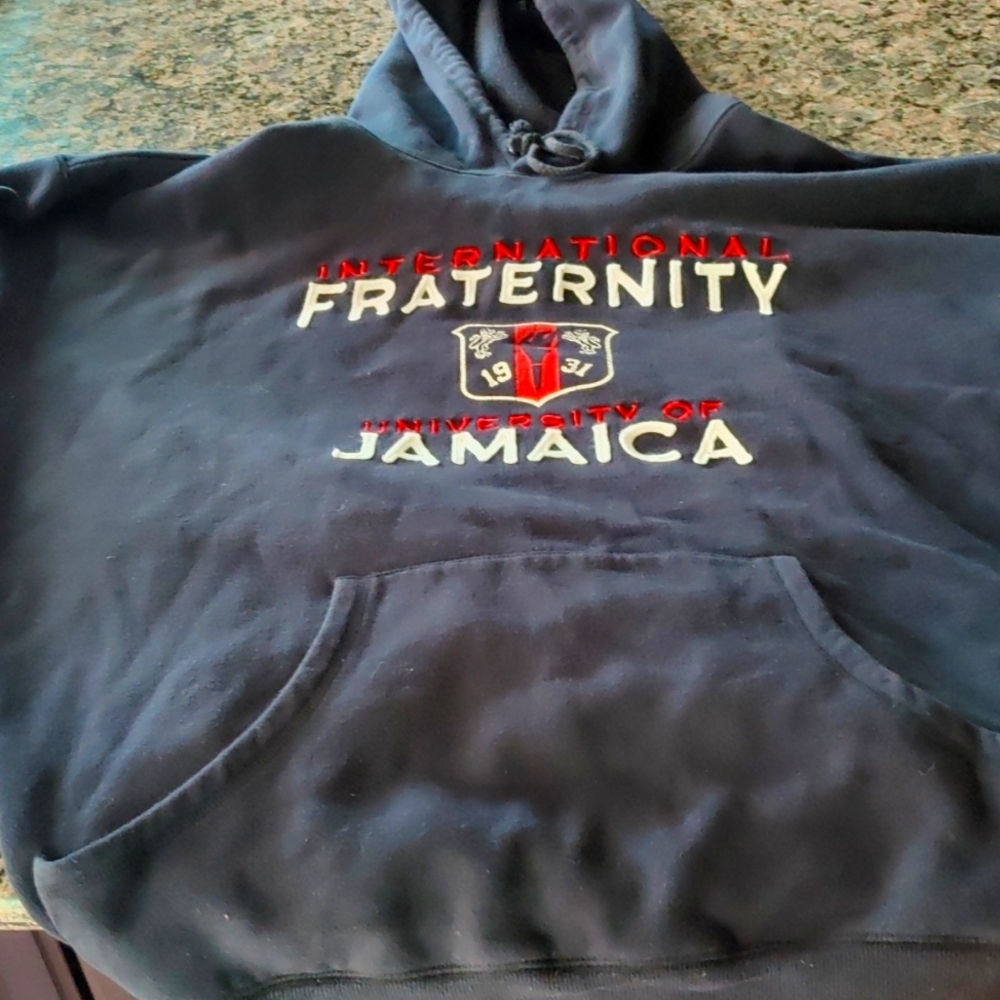 626 Blue Big Man 3XL Thick Black Hoodie Pocket in front for hands
